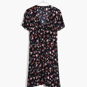 V-Neck Button-Front Mini Dress in Drifting Flowers